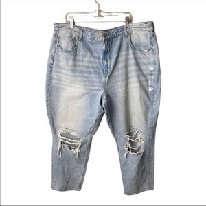 American Eagle Outfitters Destroyed Mom Jean Light Wash 24R